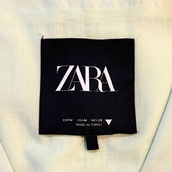 Zara Linen Blend Cropped Waistcoat Apple Green Size M - Picture 7 of 7
